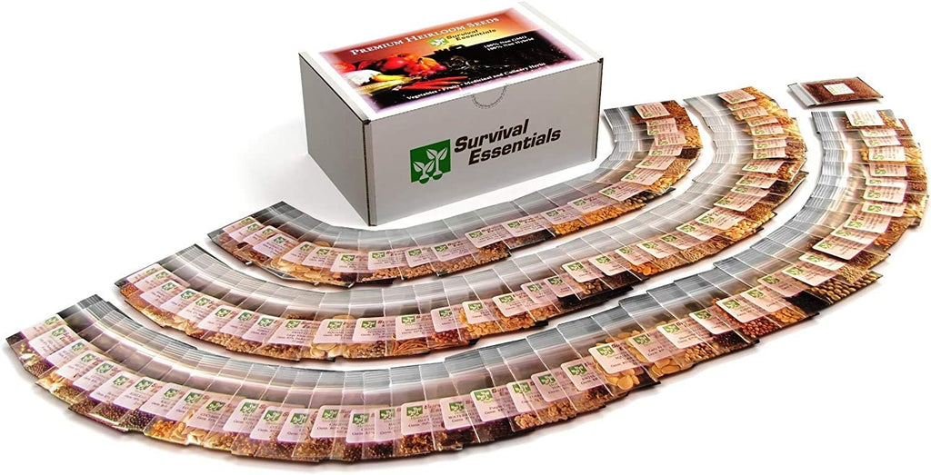 Garden Heirloom Seed Vault, 100 Variety, Over 17,500 Vegetable, Fruit, and Herbs Seeds, Non-GMO, Non-Hybrid, Plus Free Microgreens Kit
