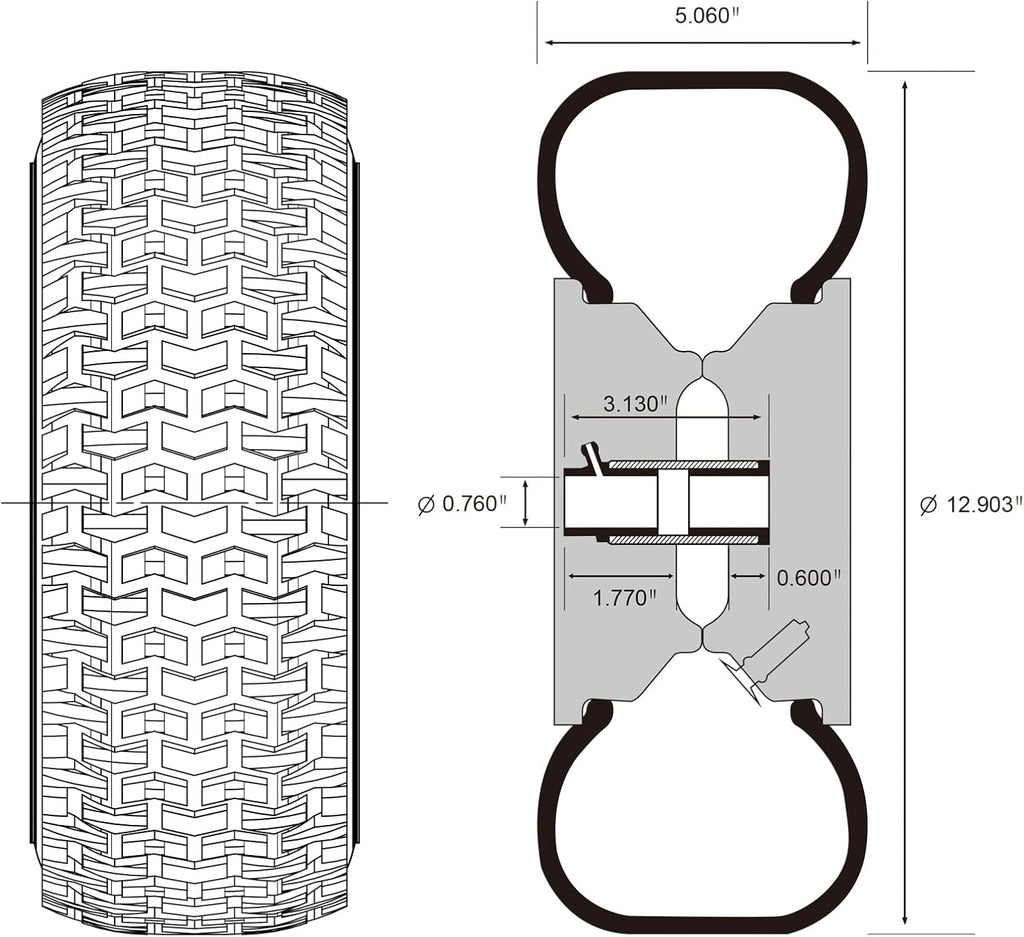2 Pack 13x5.00-6 Lawn Tractor Pneumatic wheel,Wheelbarrow tire Turf Tread,3.13" hub length with steel rim,Flange ID 0.76''