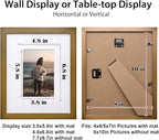 KINLINK 8x10 Picture Frame Brown, Solid Wood Frames with Acrylic Plexiglass for Pictures 4x6/5x7 with Mat or 8x10 without Mat, Tabletop and Wall Display Photo Frame, Set of 4