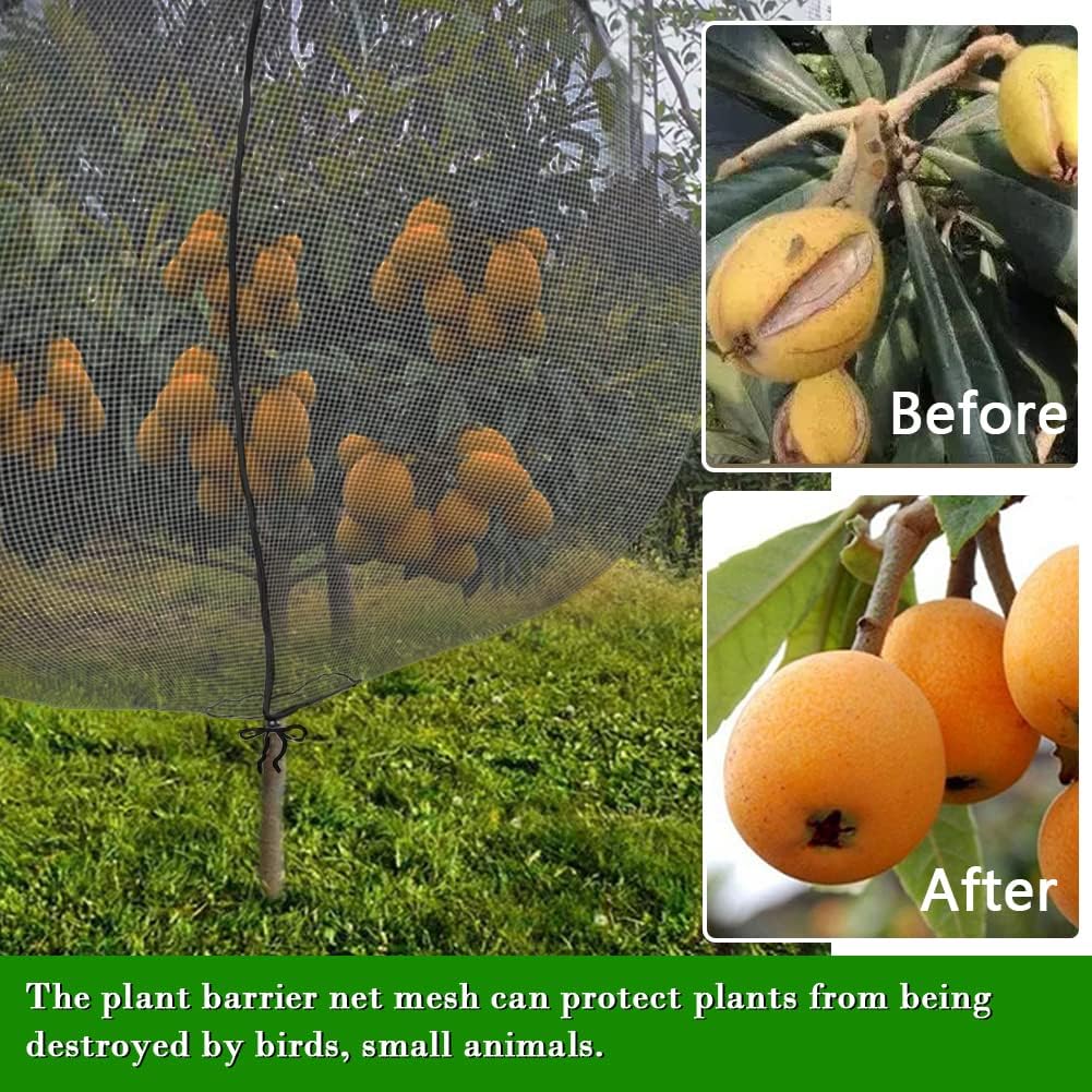 Fruit Tree Netting Covers with Zipper to Protect from Squirrels and Birds Large Netting for Fruit Trees Net Protection, Black, 71" x 75", 2 Pack