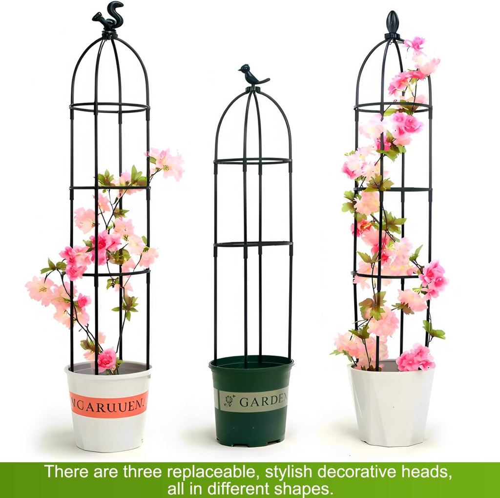 Tower Obelisk Garden Trellis for Climbing Plant,48inch Rustproof Fiberglass Potted Plant Support for Indoor Outdoor Vegetable Fruits Climbing Vines Flowers Stands Comes with 20 Ties (2 Packs)