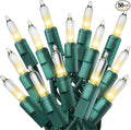 PREXTEX 50 Count Clear Christmas Tree Lights - 10 ft Warm Fairy String Lights with Green Wire - Indoor and Outdoor Mini Light for Christmas, Holiday Decorations, Trees, Fences, Patios and More