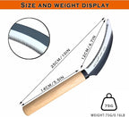 SHANFEEK Grass Sickle with Sawtooth Japanese Weeding Hoe Weeding Tools for Garden High Toughness Stainless Steel with Hard Solid Wood Handle(Beige)