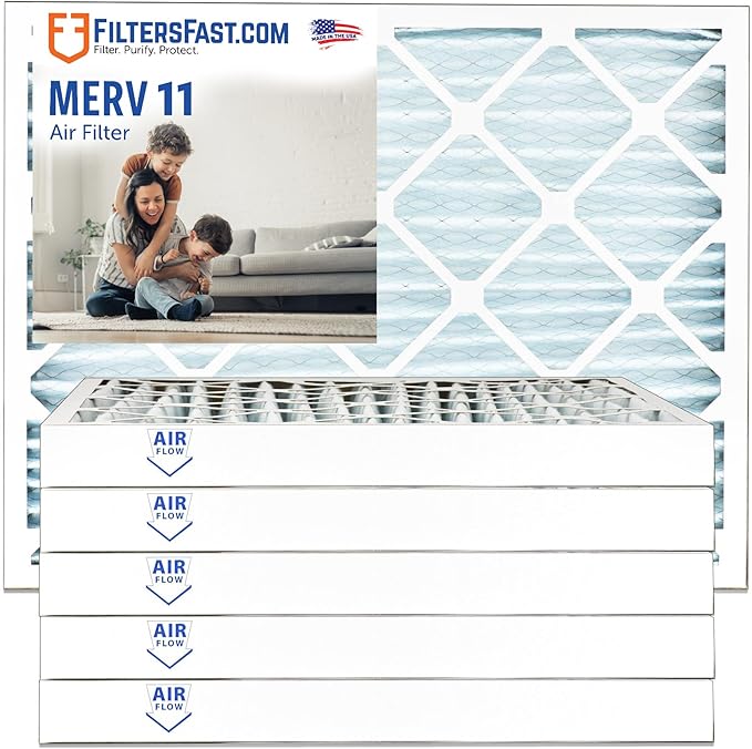 Filters Fast 18x20x2 Pleated Air Filter Merv 11, 2 inch AC Furnace Air Filters, Made in the USA, Actual Size 17.5x19.5x1.75, 6 Pack