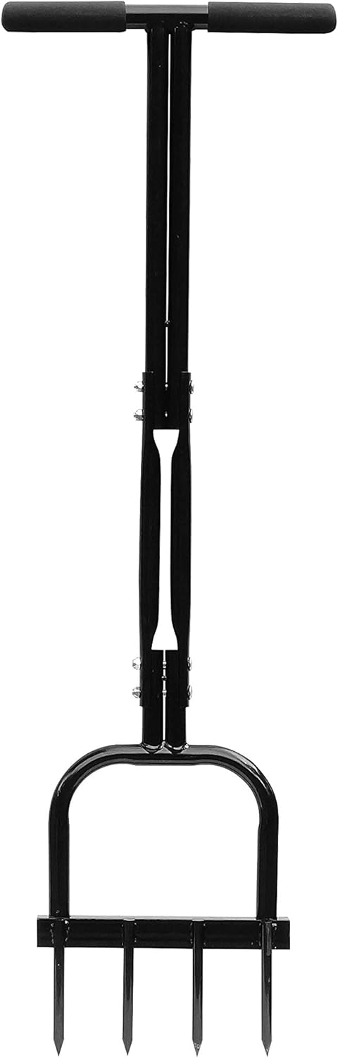 Gardzen Spike Aeration, Heavy Duty Aerator for Compacted Soils and Lawns, 35" x 11", Black