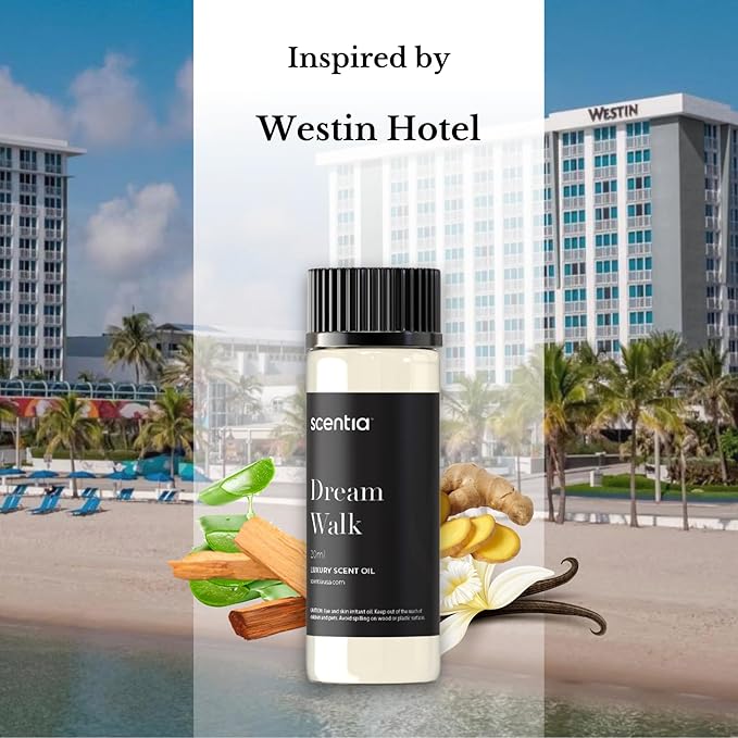 Hotel Diffuser Oil Inspired by The Westin Hotel Scent - 20 ml 0.67 fl oz - Essential Oil Blend White Tea, Cedarwood & Amber Notes for Aromatherapy Diffusers and Humidifiers - Dream Walk
