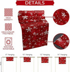 Christmas Snowflakes Cotton Linen Table Runner for Dining Kitchen, Red Xmas Winter Snow Wedding Outdoor Party Tablerunners Decoration, New Year Dresser Scarf Coffee Tablecloth Runners 13x72 Inches