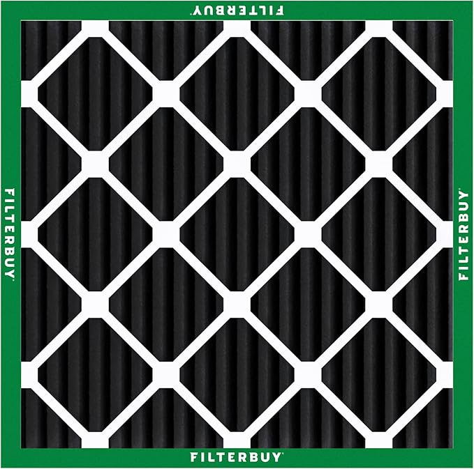 Filterbuy 10x10x1 Air Filter MERV 10 Odor & Allergy Defense with Activated Carbon (4-Pack), Electrostatic Pleated HVAC AC Furnace Filters Replacement, Made in USA (Actual Size: 9.50 x 9.50 x 0.75)
