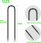 10 Pieces 16-Inch Garden Ground Stakes Galvanized Steel U Shape Hook Rebar Stake - Heavy Duty Ground Anchors for Tents, Position Kits,Fences, and Trampolines