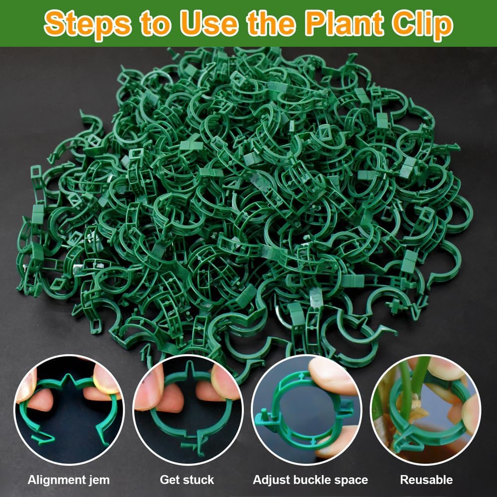 200 Pcs Plant Support Tomato Clips, Garden Clips, Crop Clips for Vine Vegetables, Fixing Tomato, Sweet Pepper, Eggplant, Makes Plants Grow Upright and Healthier（Green）
