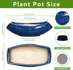 Bonsai Pots - 18 Inch Large Ceramic Succulent Pots for Indoor Outdoor, Bonsai Planter with Drainage Hole, Ceramic Flower Pot, Decorative Plant Pot, Gifts for Plant Lovers, Office Decor, Blue
