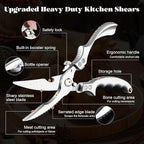 SiXingHardware-Kitchen Pro Shears-Heavy-Duty Stainless Steel Kitchen Scissors For Poultry, Meat, Herbs. Dishwasher Safe, Rust-Proof With Comfortable Grip. Ideal For Chefs And Home Cooking.