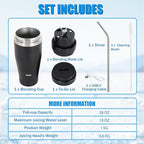 Ice Shave 2-in-1 Stainless Steel Vacuum Tumbler & Cordless Blender - 28oz, Leak Resistant, Cold 24Hrs/Ice 2 Days, 120 Watts with Waterproof Charging - For Smoothies, Home/Office/Car, Black