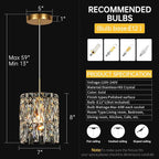 Modern K9 Crystal Pendant Lights Kitchen Island,1 Lighting Gold Chandeliers for Dining Room Light Fixtures Over Table,Hanging Chandelier for Kitchen Island Entryway Bathroom BedHead Light
