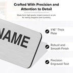 Name Tag, Magnetic Brushed Aluminum Name Tags, Personalized Name Tags, 1x3 Inches, Durable Engravable Impact Material, Made in The USA by My Sign Center
