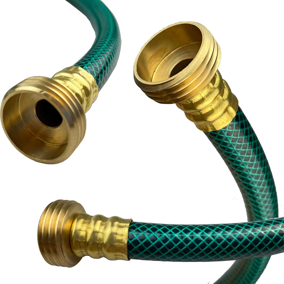 PVC Garden Hose 1/2 Inch Green Heavy Duty Water Hose with Solid Brass Fittings,No Leaking, Flexible,for outdoors,Lawns,Patio (3 FT, Green, Brass Fittings)