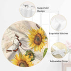 Yellow Sunflowers Living Room Curtains 84 Inch Length, Window Curtains Tab Top, Country Farm Butterfly Flower Light Beige Light Filtering Window Treatments Drapes 42"x84" 2 Panel