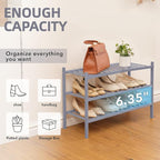 3 Tier Bamboo Shoe Rack Storage Organizer for Closet, Multifunctional Stackable Free Standing Shoe Shelf Organizer for Small Space,Entryway, Hallway, Bathroom27 x11 x20 (Grey, 3 Tier)