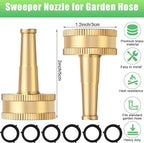 JaGely 12 Pack Sweeper Nozzle for Garden Hose Solid Brass Jet Sweeper 2" Jet Nozzle with 12 Garden Hose Rubber Washers