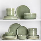 AmorArc Stoneware Dinnerware Sets,Round Reactive Glaze Ceramic Plates and Bowls Set,Highly Scratch Resistant | Dishwasher & Microwave Safe Dishes,Service for 6 (18pc)