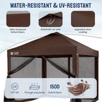CROWN SHADES Gazebo 10x10 Pop Up Canopy with Mosquito Netting, Coffee
