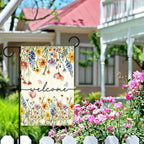 Welcome Flags for Outside,Floral Garden Flag for Yard Patio Lawn Decoration,12x18 Inch Double Sided