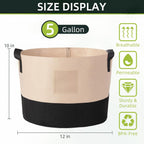 LITLANDSTAR 5 Gallon Fabric Grow Bags, 10 Pack Heavy Duty Thickened Nonwoven Plant Grow Bags with Handles and Label Bags, Fabric Plant Pots for Growing Vegetables Flowers Herbs (Black Mixed Camel)
