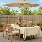 Outdoor Tablecloth Wrinkle-Free Stain Resistant Waterproof Polyester Fabric Table Cover with Zipper Umbrella Hole for Picnic/Party/Dinner/Patio Garden(60×84inch,Zippered,Nature)