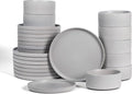 Stone Lain Haven Stoneware 24-Piece Dinnerware Set, Grey - Plates and Bowls Sets for 8, Elegant Dish Set, Includes Dinner Plates, Salad Plates Cereal Bowls, Microwave & Dishwasher Safe