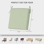 Outdoor Chair Cushions Set of 4,350GSM Fabric,Water-Resistant UV Resistant Weather Resistant with YKK Zippers, Square Corner Patio Chair Cushions with Ties, 20"x20"x3.1",Sage