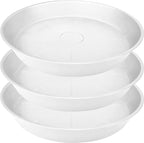 3 Pack of 22 inch Plant Saucer, 3.6" Depth Tray, Large Deep Garden Plastic Flower Planter Plant Trays for Indoors Outdoor Bath Bath (22", Creamy White)