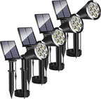 MEIHONG Solar Spot Light Outdoor, Waterproof Solar LED Landscape Lights Dusk to Dawn, 2-in-1 Solar Spotlight Solar Powered Accent Lights for Garden Porch Walkway Patio (4 Pack)