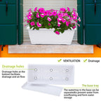 CHUKEMAOYI Window Box Planter, 7 Pack Plastic Vegetable Flower Planters Boxes 17 Inches Rectangular Flower Pots with Saucers for Indoor Outdoor Garden, Patio, Home Decor (White)