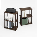 Furinno Turn-S-Tube 3-Tier Compact Multipurpose Shelf Display Rack with Square Tube, Black Walnut/Brown, Set of 2
