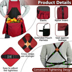 Tintsabo Gardening Apron, Harvest Apron Gardening Gifts for Men Gardening Apron with Pockets for Women, Red