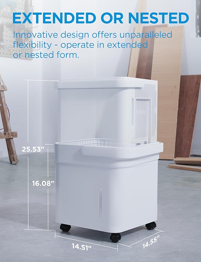 Midea Cube 50 Pint Dehumidifier for Basement and Rooms at Home for up to 4,500 Sq. Ft., Smart Control, Compatible with Alexa (White), Drain Hose Included, ENERGY STAR Most Efficient 2023