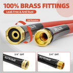SPECILITE 5/8" Hot/Cold Short Leader Garden Water Hose 15 ft, -50℉-190℉, Flexible & Lightweight Rubber Pipes With 3/4" Brass Fittings for Yard, Outdoor, Farm, Red