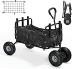 Fishing Cart Beach Cart Collapsible Wagon with 11”All Terrain Big Wheels,Heavy-Duty Garden Carts with 6 Holders and Storage Pocket for Outdoor,Fishing, Picnic