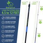 EVERSPROUT 4.5-to-12ft Durable Fruit Picker with 20+ Foot Reach – Telescoping Fruit Picker Pole, Lightweight Twist-On Fruit Picking Tool with Basket, Aluminium Extension Pole for Tree Fruit Harvesting