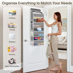 1 Pack Over The Door Organizer, Hanging Storage Organizer with Clear Window, 40lb Ultra Sturdy Large Capacity Room Organizer for Pantry Laundry Bathroom Nursery Closet Baby Essential (Grey)
