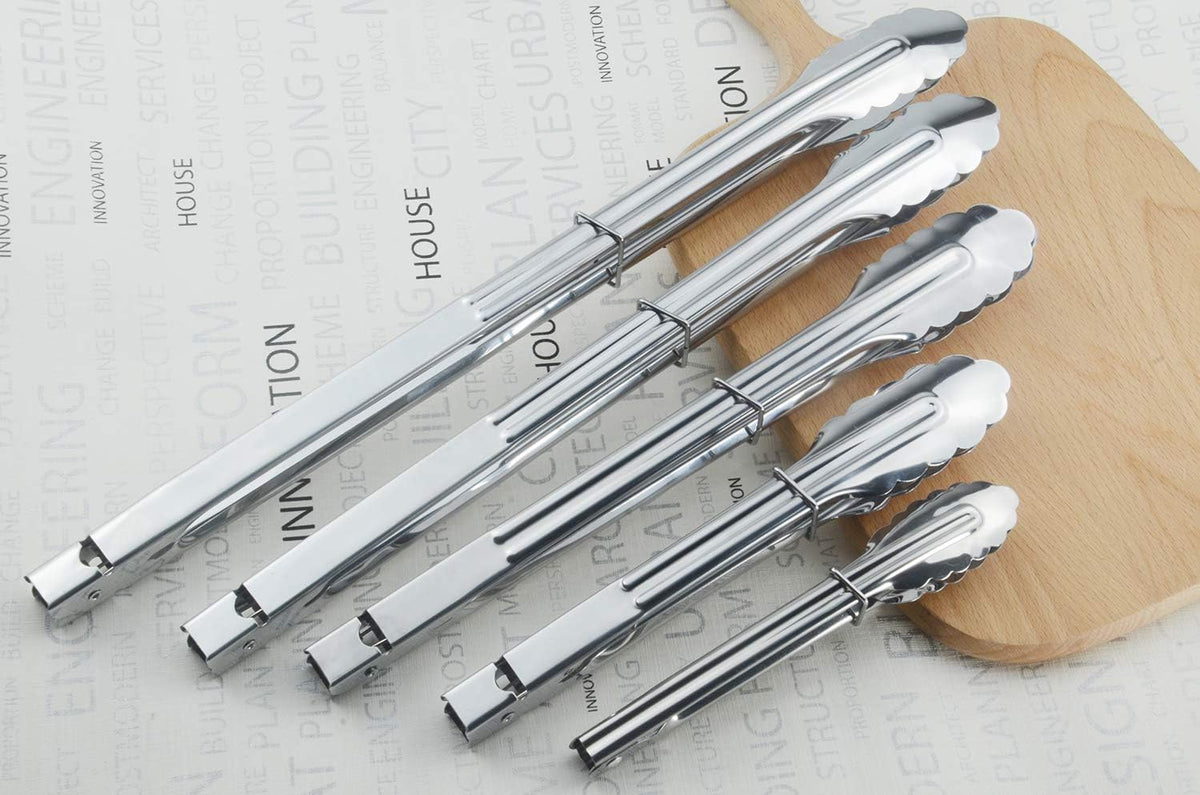 Stainless Steel Serving Tongs Grilling Tongs for Cooking Camping Barbecue (12-Inch 3 Pieces)