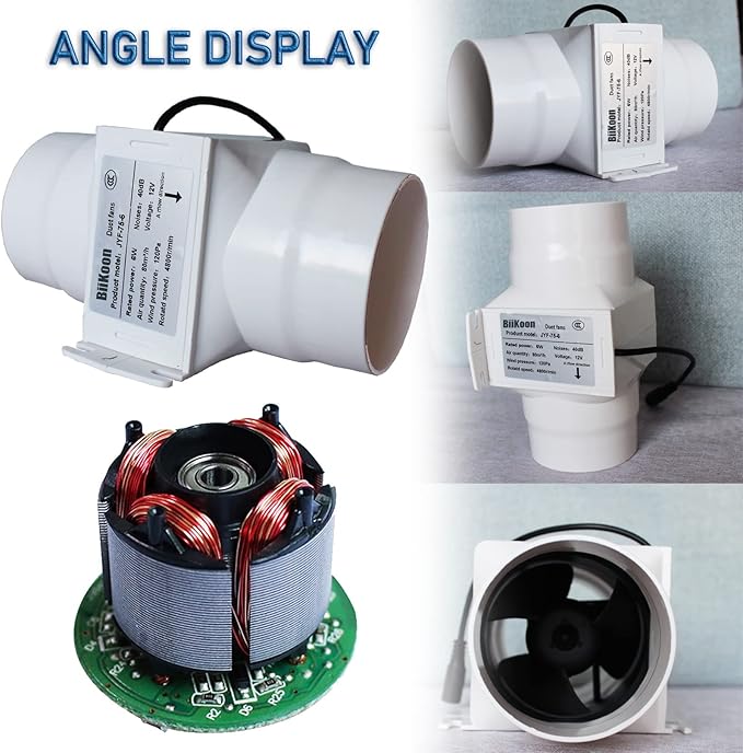 Inline Duct Fans 3 Inch 12V Extractor Fan 6W 47Cfm Plastic Variable Vent Blower Workshop Dust Fume Air Extractor Fan for Carbon Filter (Color : Adjustable Speed, Size : 6w)