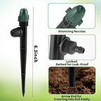 30Pcs Irrigation Misters Emitters for 1/4" Drip Tubing,Adjustable 360 Degree Automatic Atomizing Nozzles on 6.3" Arrow Stake Micro Spray Irrigation Kits for Patio Misting Plant Watering System