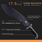 Snake Eye Machete with Heavy Duty Construction-Ergonomic Non-Slip Handle and Belt Sheath for Gardening, Land-Management, Bushcraft, Hunting and Outdoor