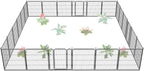 FXW Garden Fence Outdoor for The Yard – 32in(H) x 54.7ft(L) Heavy Duty Metal Animal Barrier for Dog and Rabbit, Decorative Dog Fence, 24 Panels, Silver