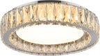 Crystal Chrome Flush Mount Ceiling Light,LED Dimmable 5CCT 3000K-6000K Lighting Fixtures Modern Round 36W Chandelier for Kitchen Entryway Bedroom Dining Room 15 Inch