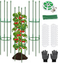 3 Pack 48" Round Tomato Cages for Garden, Plastic Coated Steel Pipe Heavy Duty Adjustable Tomato Stakes Trellis Plant Cages for Vegetable, Fruit, Flower, Rose Vine Climbing Plants (3Pack)