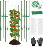 3 Pack 48" Round Tomato Cages for Garden, Plastic Coated Steel Pipe Heavy Duty Adjustable Tomato Stakes Trellis Plant Cages for Vegetable, Fruit, Flower, Rose Vine Climbing Plants (3Pack)
