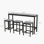 Harper & Bright Designs 4-Piece Dining Table Set, 60.2" L Solid Wood Dining Table with 3 Stools and Metal Frame for Kitchen Dining Room, Antique Grey