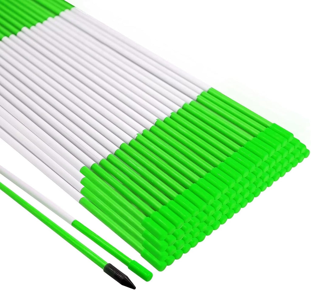 Growsun Driveway Marker 5ft Green Fiberglass 5/16 inch Dia Snow Fence Reflective Plow Stakes for Yard Walkways Parking Lots Safety Rods Edge, 25 Pack